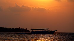 XL Maldives Boat In Golden Sunset