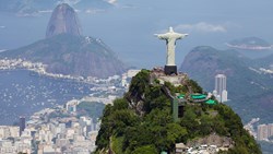 XL Brazil Rio De Janeiro Aerial View Of Christ Redeemer And Corcovado Mountain