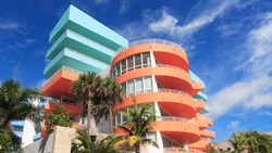 Xl Florida Miami Art Deco Building Orange Blue